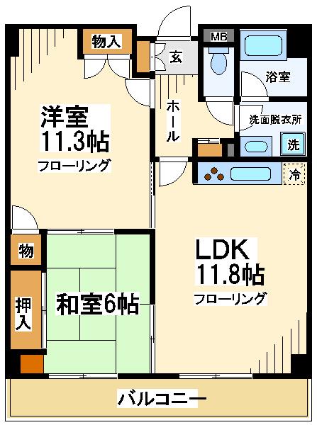 アヴァンセつつじヶ丘(2LDK/4階)の間取り写真