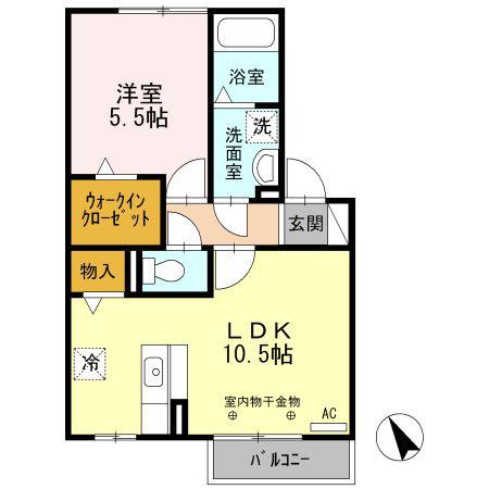 エスペランサ SII(1LDK/2階)の間取り写真