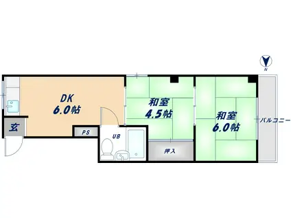 平石マンション(2DK/3階)の間取り写真