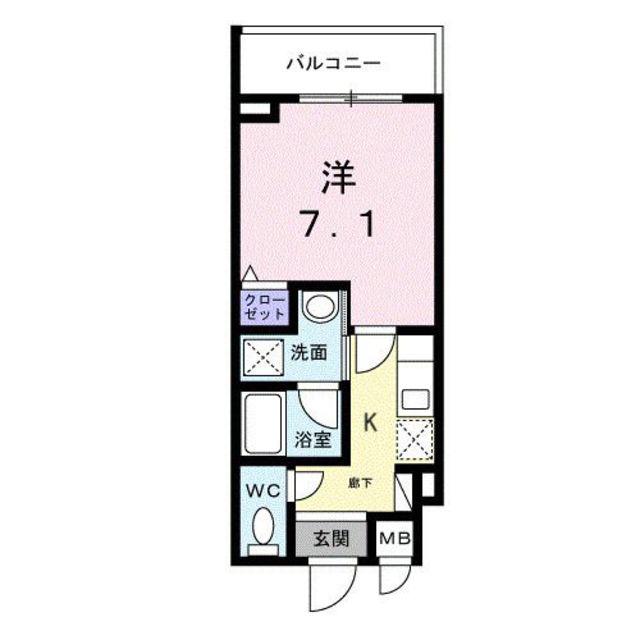 ライズ脇田町 B館(1K/2階)の間取り写真