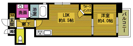 レスコ中島(1LDK/7階)の間取り写真