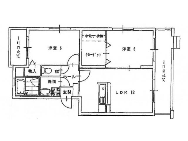 エクセルシティ門司 B棟(2LDK/2階)の間取り写真