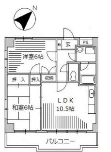グランドール相模(2LDK/3階)の間取り写真