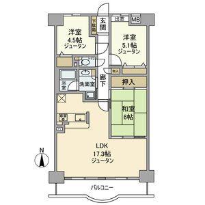 藤和シティコープ岐阜(3LDK/6階)の間取り写真