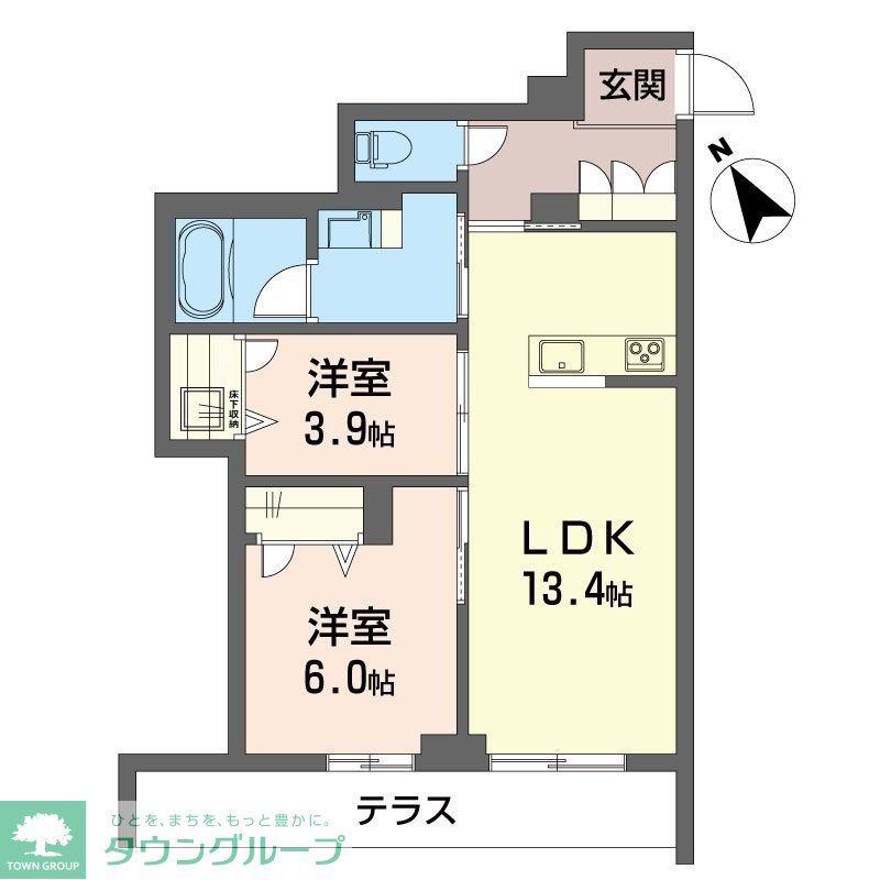 ルル・アルエット(2LDK/1階)の間取り写真