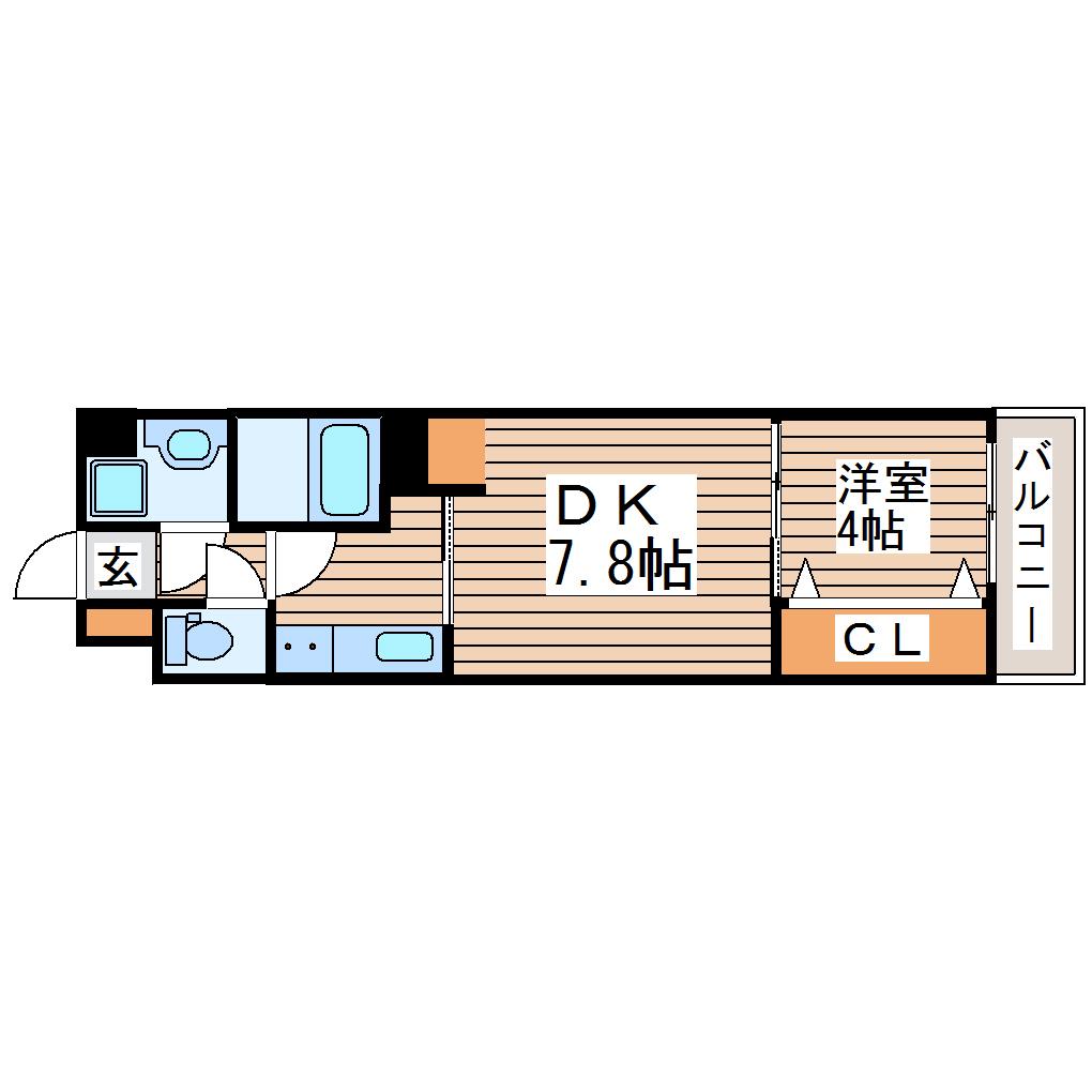 THE IOT HARANOMACHI α(1DK/4階)の間取り写真