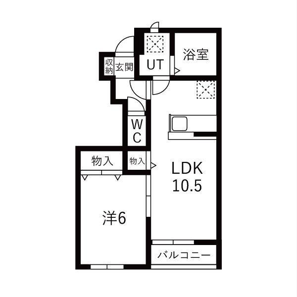パークハイム中一の沢(1LDK/1階)の間取り写真