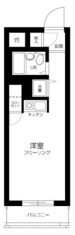 リバティヒルズ中野江原(1K/2階)の間取り写真