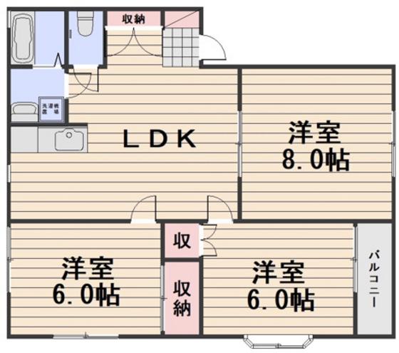 サンハイツ西高崎 IV棟(3LDK/2階)の間取り写真