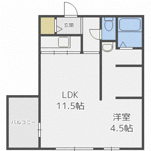 スカイパーク発寒南(1LDK/4階)の間取り写真