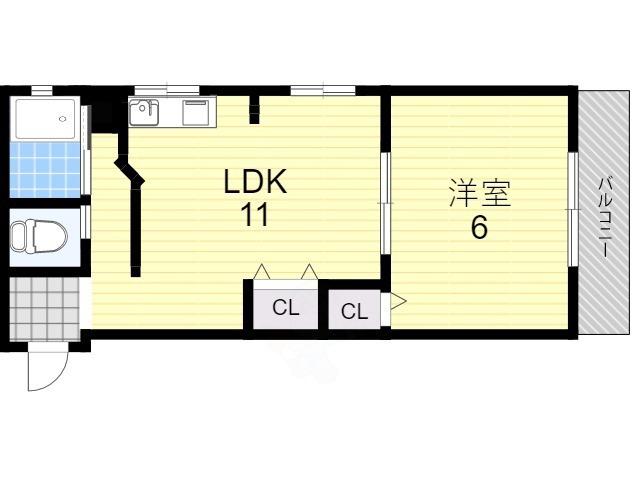 タカイレジデンス(1LDK/3階)の間取り写真