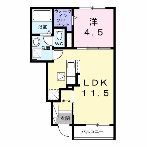 メゾン ルミエール(1LDK/1階)の間取り写真