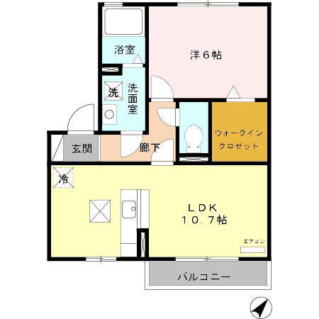 パークサイド・リラD(1LDK/1階)の間取り写真