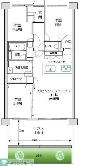 ルピアコート大宮フィオーレ(3LDK/1階)の間取り写真