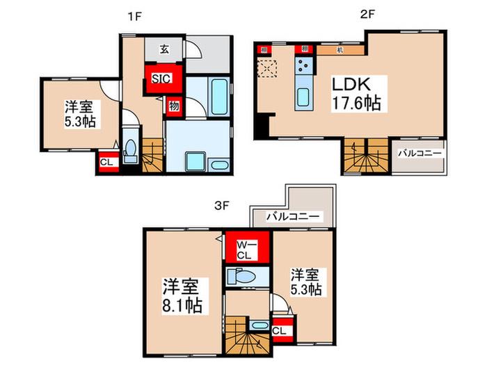 AISANCE富士町(3LDK/1階)の間取り写真