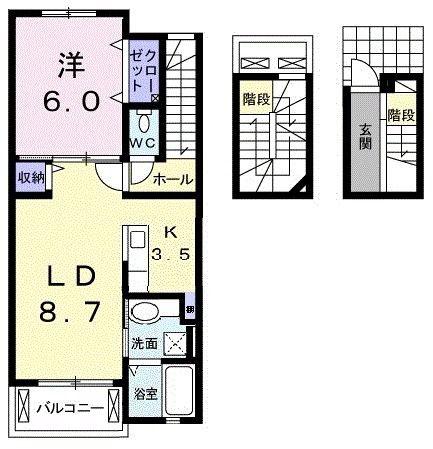 チェリーガーデン(1LDK/3階)の間取り写真