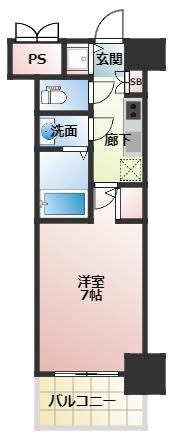 FORTUNEY北堀江(1K/13階)の間取り写真