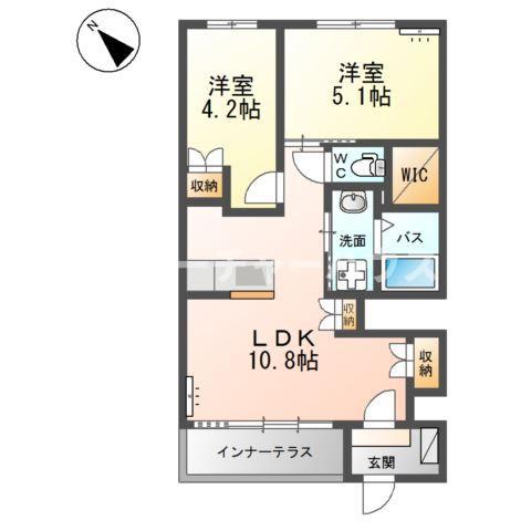 ベル ヴィル(2LDK/1階)の間取り写真