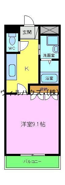 ヴィラハピラパナ(1K/2階)の間取り写真