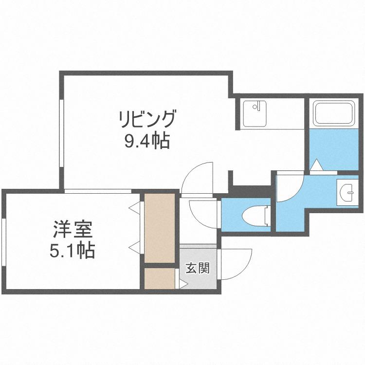 メゾンB&M(1LDK/3階)の間取り写真