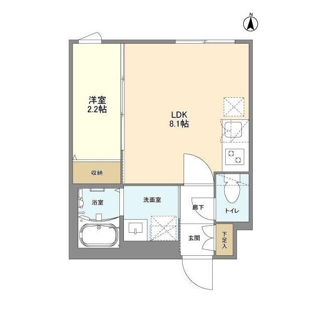 ウェルスクエア八幡山(1LDK/2階)の間取り写真