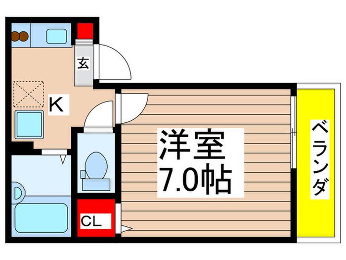 アパートメント須佐(1K/1階)の間取り写真