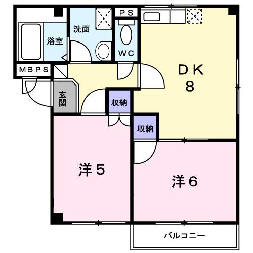 カサマローネ(2LDK/2階)の間取り写真