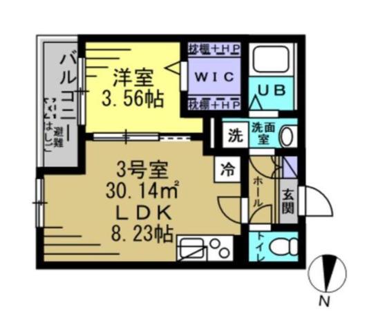 AJ新越谷(1LDK/2階)の間取り写真