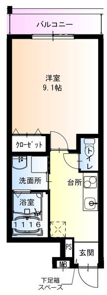 フジパレス高井田西V番館(1K/1階)の間取り写真