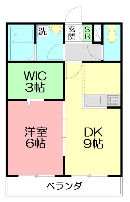 ドゥージェーム(1DK/2階)の間取り写真