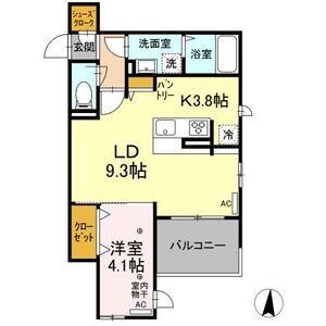DーROOM ARAI 4TH STREET(1LDK/3階)の間取り写真
