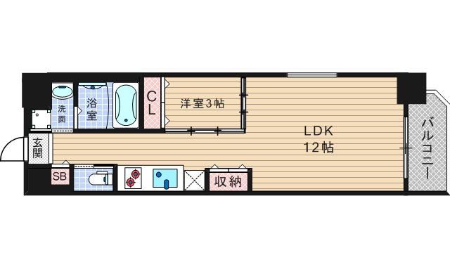 ラ・フォルム本町ウエスト(1LDK/3階)の間取り写真