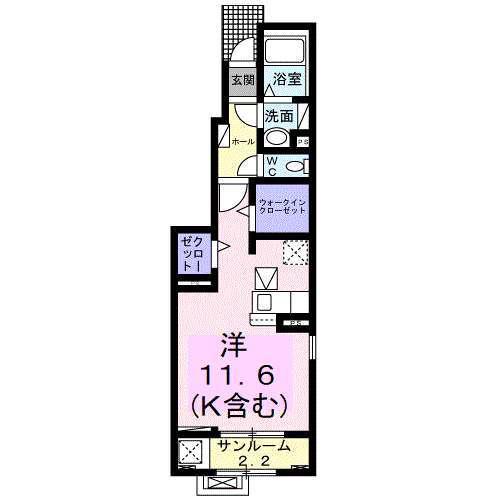 リンデンハイム II(ワンルーム/1階)の間取り写真