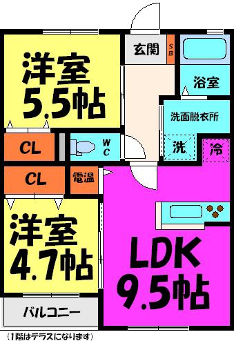 サンマルコ川西(2LDK/2階)の間取り写真