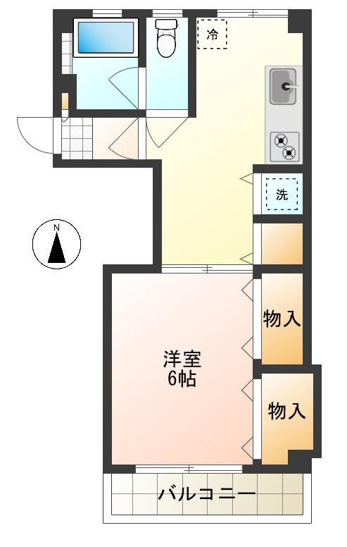 カンテラス(1K/2階)の間取り写真