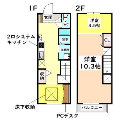 オキノ・APARTMENT(1DK/1階)の間取り写真