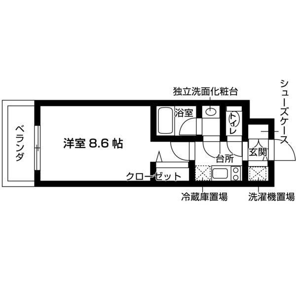 ソルレヴェンテ八戸ノ里(1K/6階)の間取り写真