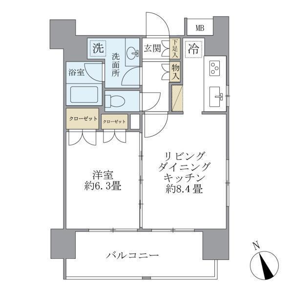 エコロジー白山レジデンス(1LDK/9階)の間取り写真
