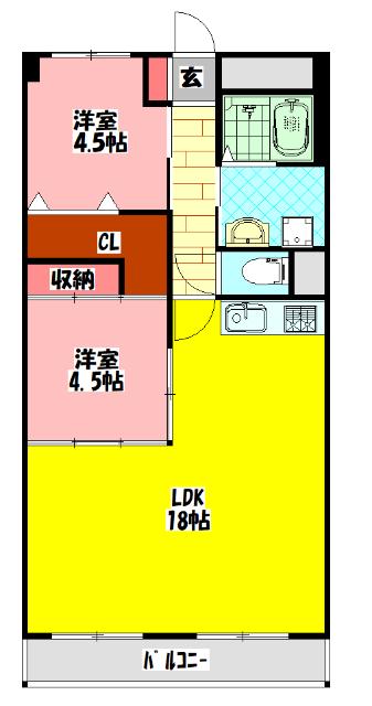 ファミール守口(2LDK/10階)の間取り写真