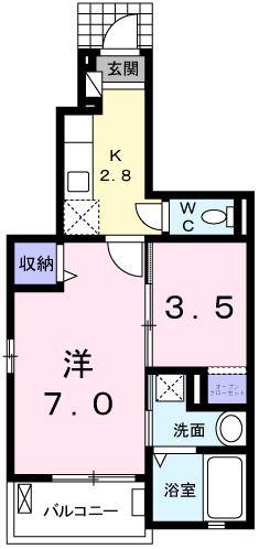 ラフレシールあきる野(1K/1階)の間取り写真