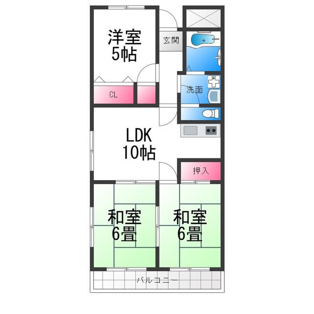 カーサ三国ヶ丘(3LDK/4階)の間取り写真