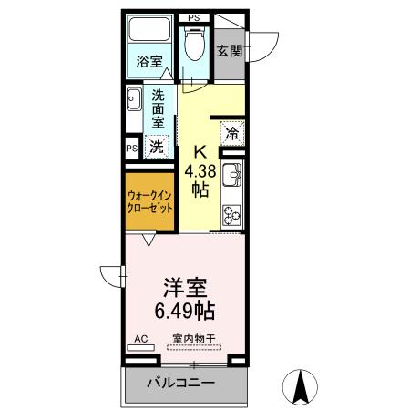 D-ROOM井田(1K/3階)の間取り写真