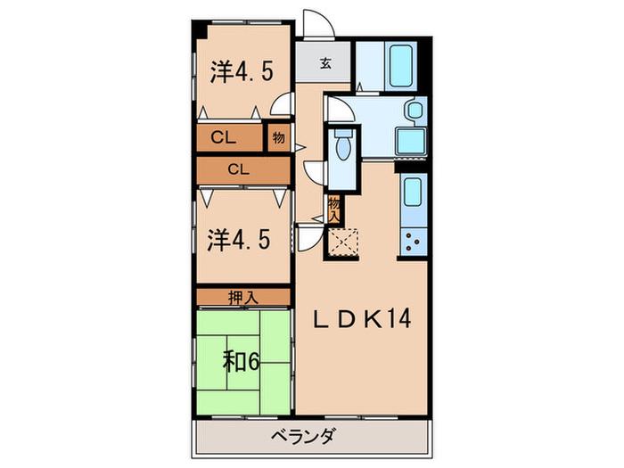 シュアリー西宮(3LDK/2階)の間取り写真