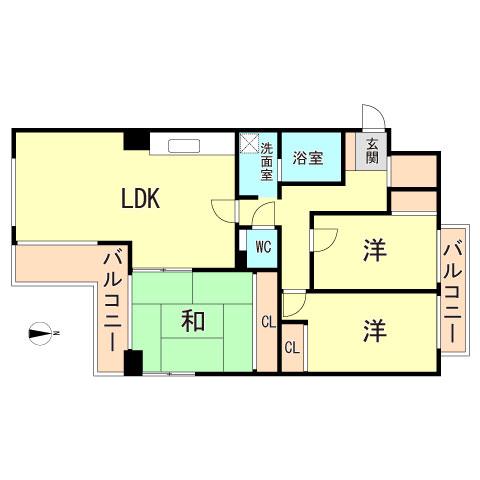 エフアール東園田(3LDK/4階)の間取り写真