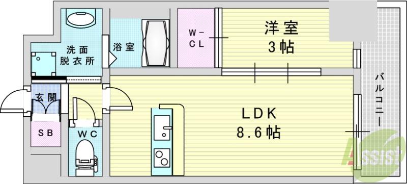 セレニテ新大阪グランデ シュッド(1LDK/7階)の間取り写真