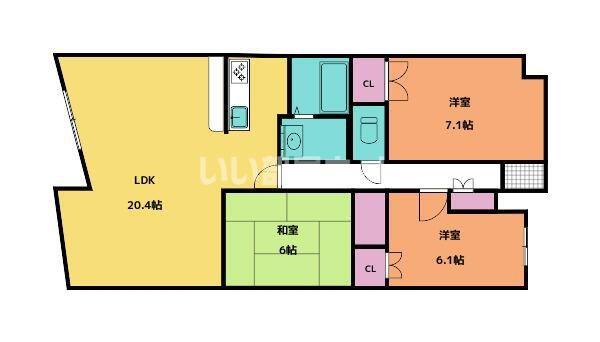 フィールド・サン(3LDK/3階)の間取り写真