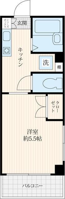 第一ビル(1K/4階)の間取り写真