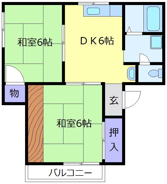 小谷ハイツ(2DK/1階)の間取り写真