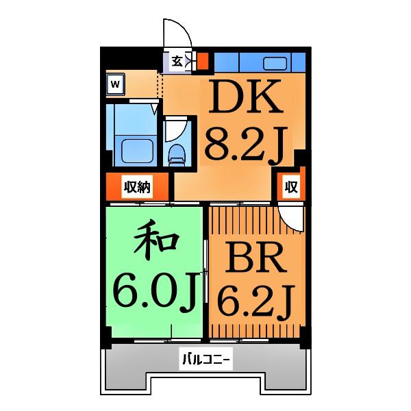 ピアハイツ(2DK/3階)の間取り写真