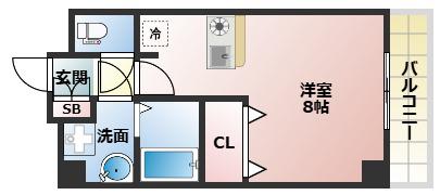 YSパレス桑津(ワンルーム/2階)の間取り写真